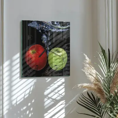 Decoratieve glazen klok vierkant Appels