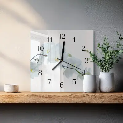 Vierkante glas klok Orchidee