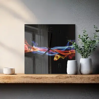 Moderne wandklok glas vierkant Abstracte rook