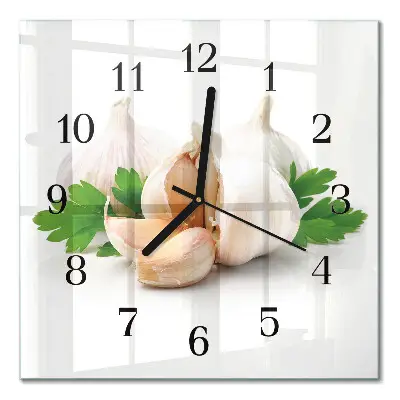 Vierkante glas klok Knoflook