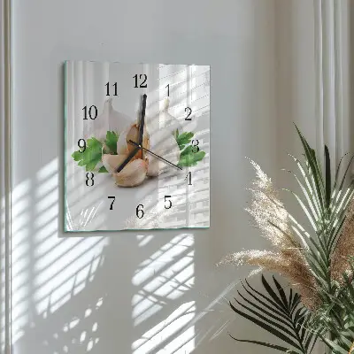 Vierkante glas klok Knoflook