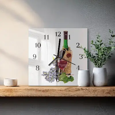 Decoratieve glazen klok vierkant Druiven voor wijn