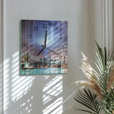Vierkante glazen wandklok Nachthorizon