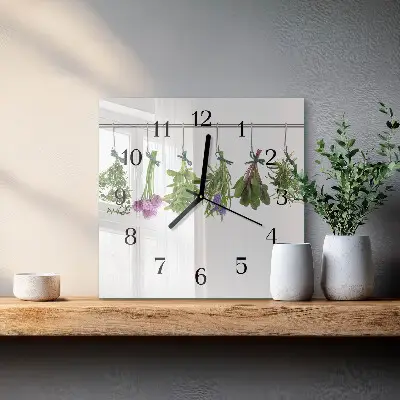 Vierkante glas klok Kruiden