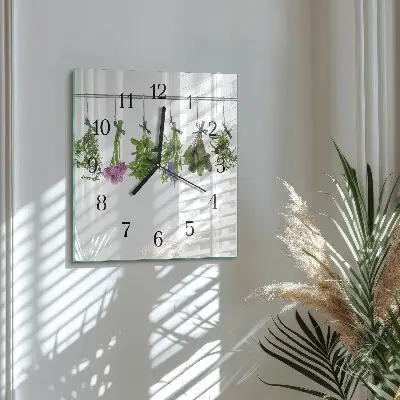 Vierkante glas klok Kruiden