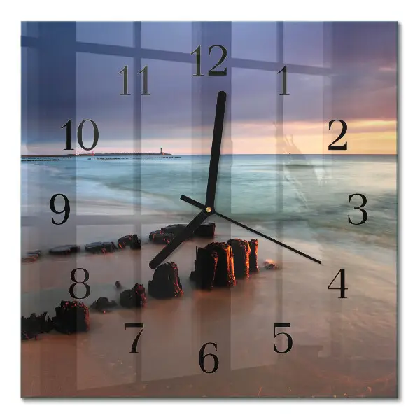 Decoratieve glazen klok vierkant Strand zee