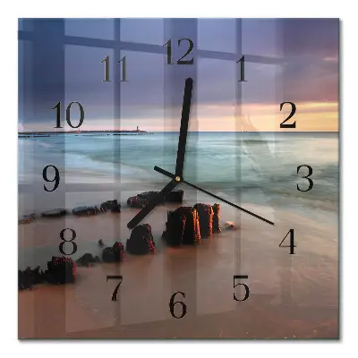 Decoratieve glazen klok vierkant Strand zee