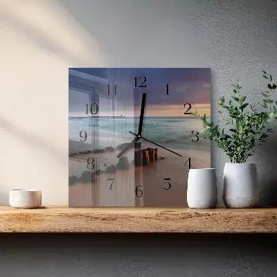 Decoratieve glazen klok vierkant Strand zee