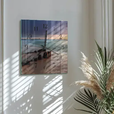Decoratieve glazen klok vierkant Strand zee