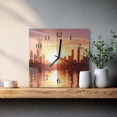 Vierkante glas klok Horizon