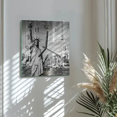 Vierkante glazen wandklok Vrijheidsbeeld