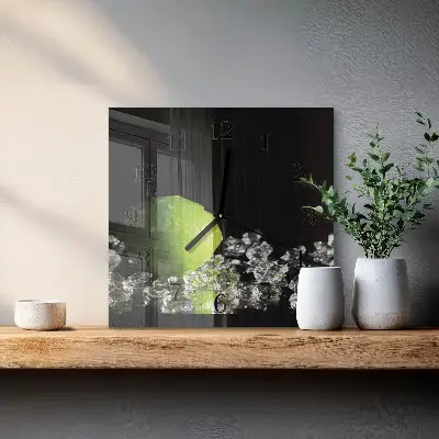Moderne wandklok glas vierkant Calciumcarbonaat