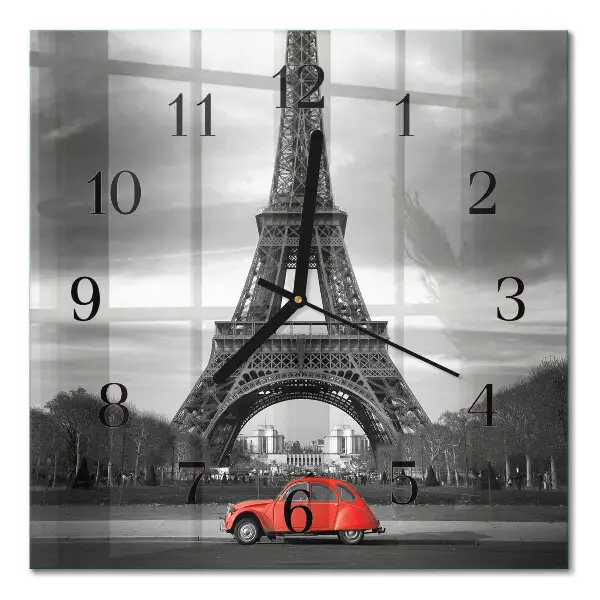 Decoratieve glazen klok vierkant Eiffeltoren auto
