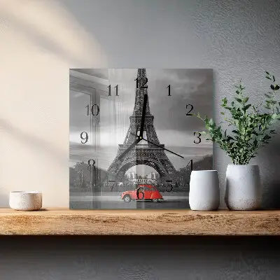 Decoratieve glazen klok vierkant Eiffeltoren auto
