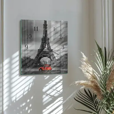 Decoratieve glazen klok vierkant Eiffeltoren auto