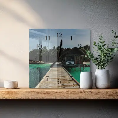 Vierkante glas klok Zeepalmen