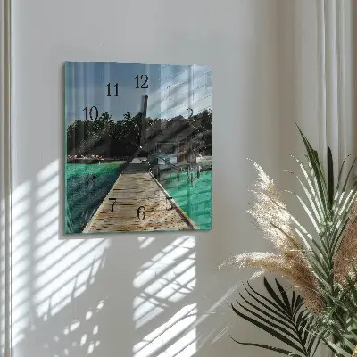 Vierkante glas klok Zeepalmen