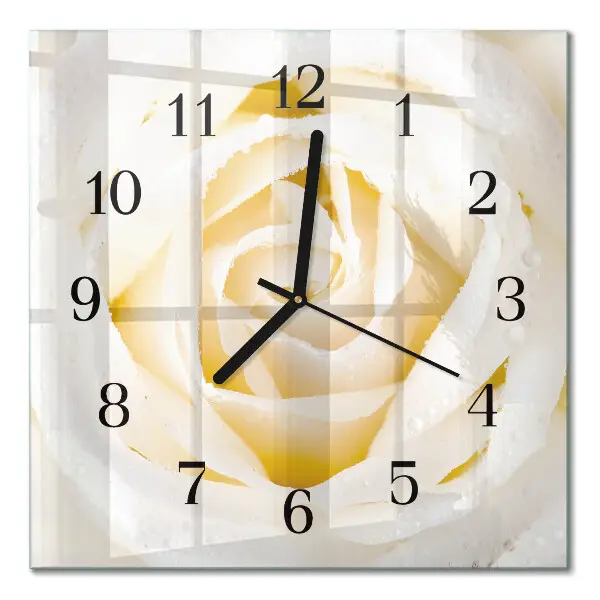 Moderne wandklok glas vierkant Roos