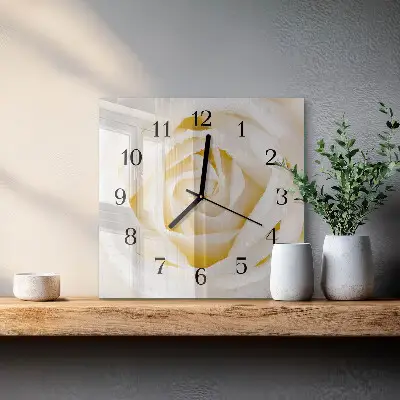 Moderne wandklok glas vierkant Roos