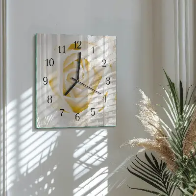 Moderne wandklok glas vierkant Roos