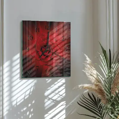 Decoratieve glazen klok vierkant Roos