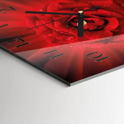 Decoratieve glazen klok vierkant Roos