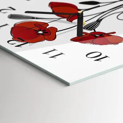 Moderne wandklok glas vierkant Papaver