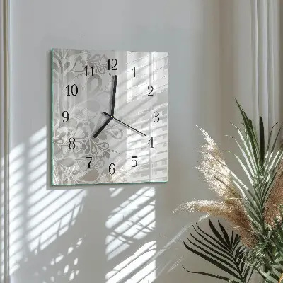 Vierkante glazen wandklok Bloemkunst