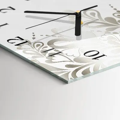 Vierkante glazen wandklok Bloemkunst