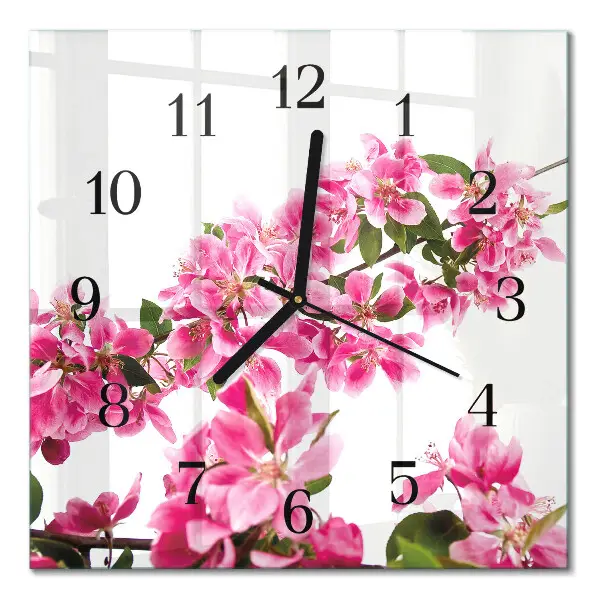 Moderne wandklok glas vierkant Bloemen