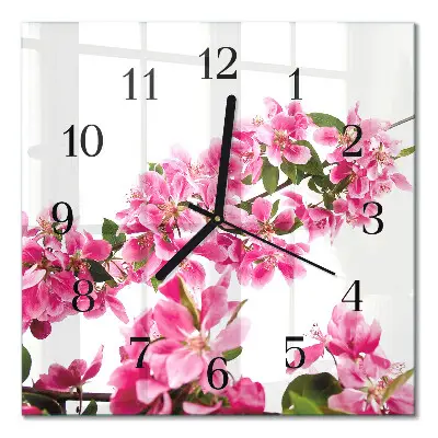 Moderne wandklok glas vierkant Bloemen