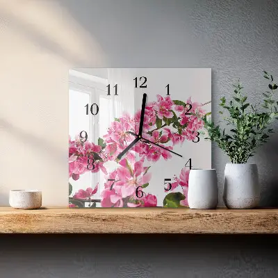 Moderne wandklok glas vierkant Bloemen