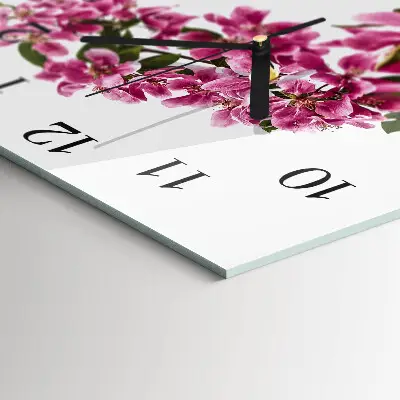 Moderne wandklok glas vierkant Bloemen