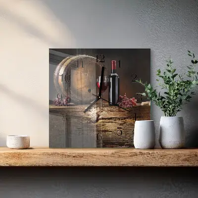 Moderne wandklok glas vierkant Druiven voor wijn