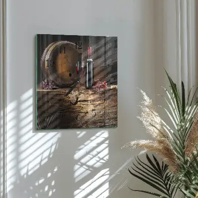 Moderne wandklok glas vierkant Druiven voor wijn