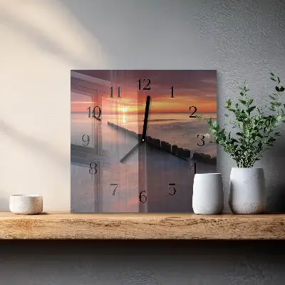 Vierkante glas klok Zon van de zee