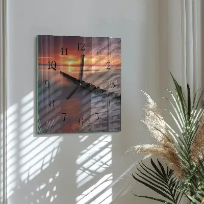 Vierkante glas klok Zon van de zee