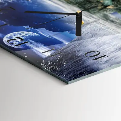 Moderne wandklok glas vierkant Bergen maan