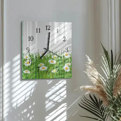 Vierkante glas klok Madeliefje