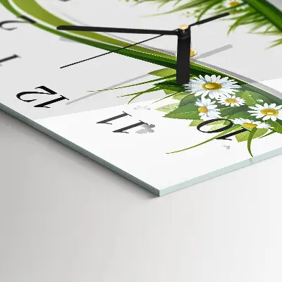 Moderne wandklok glas vierkant Madeliefje