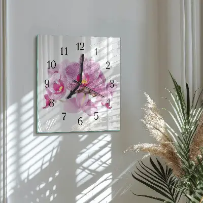 Vierkante glas klok Orchideeën