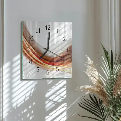 Moderne wandklok glas vierkant Abstracte lijnen