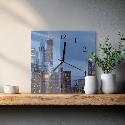 Vierkante glazen klok Horizon