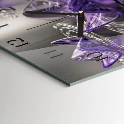Moderne wandklok glas vierkant Glazen bloemen