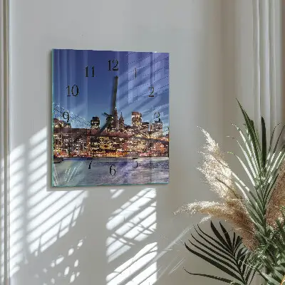 Vierkante glazen wandklok Horizontale brug