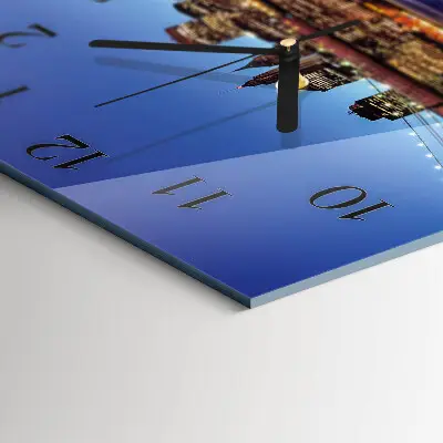 Vierkante glazen wandklok Horizontale brug