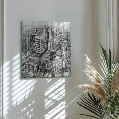 Moderne wandklok glas vierkant Horizon