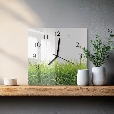Decoratieve glazen klok vierkant Gras