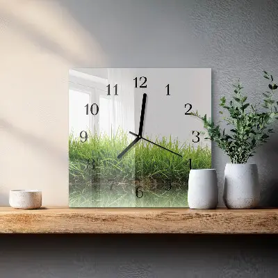 Vierkante glas klok Gras