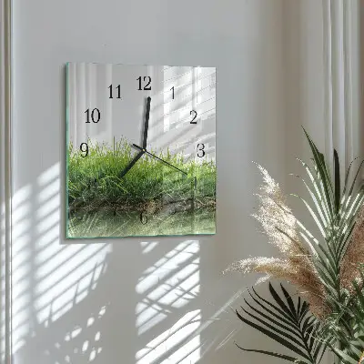Vierkante glas klok Gras